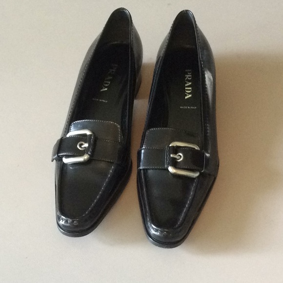 Prada Calzature Donna Black Leather Loafer 37.5 - Picture 1 of 6